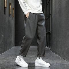 Voguable  Autumn Winter Woolen Men's Harem Pants 2022 Harajuku Thicken Man Casual Straight Pants  Elastic Waist Male Trousers voguable