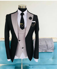 Voguable New Arrival Men Suits 2022 Slim Fit Business Suits Groom Wear Black Tuxedos for Formal Wedding Suit Jacket Pant Vest 3 Pieces voguable