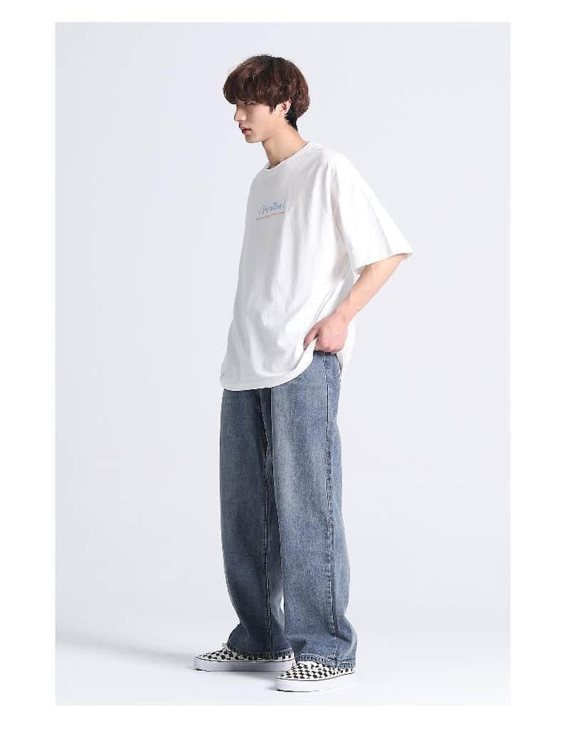 Voguable Men's and women's jeans American loose denim daddy pants men's oversize straight wide-leg mopping wash jeans trend streetwear voguable