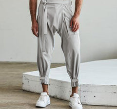 Voguable Men Pants Lace Up Striped Joggers 2022 Streetwear Casual Pantalon Pockets Fitness Leisure Irregular Trousers Men S-5XL voguable