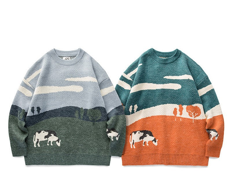 Voguable Harajuku vintage rabbit ugly sweater streetwear pullover men super cute anime knitwear sweating video hip hop grandpa sweater voguable