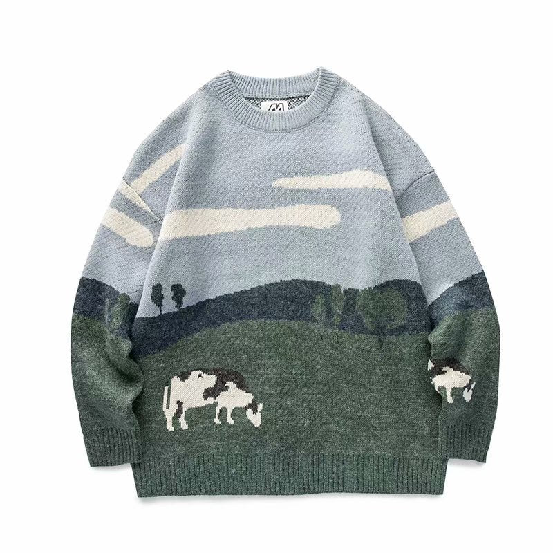 Voguable Harajuku vintage rabbit ugly sweater streetwear pullover men super cute anime knitwear sweating video hip hop grandpa sweater voguable