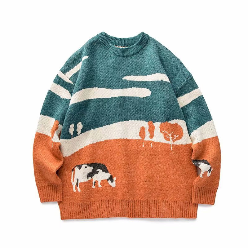 Voguable Harajuku vintage rabbit ugly sweater streetwear pullover men super cute anime knitwear sweating video hip hop grandpa sweater voguable