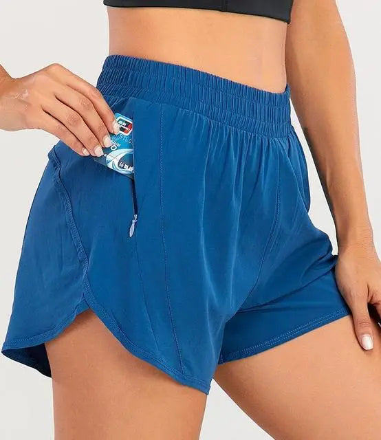 NWT 2021 Women Shorts Loose Side Zipper Pocket Shorts Gym Workout Running Shorts Drawcord Outdoor Short voguable
