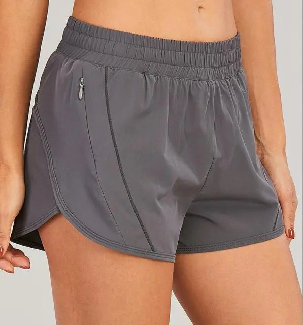 NWT 2021 Women Shorts Loose Side Zipper Pocket Shorts Gym Workout Running Shorts Drawcord Outdoor Short voguable