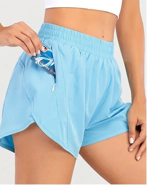NWT 2021 Women Shorts Loose Side Zipper Pocket Shorts Gym Workout Running Shorts Drawcord Outdoor Short voguable