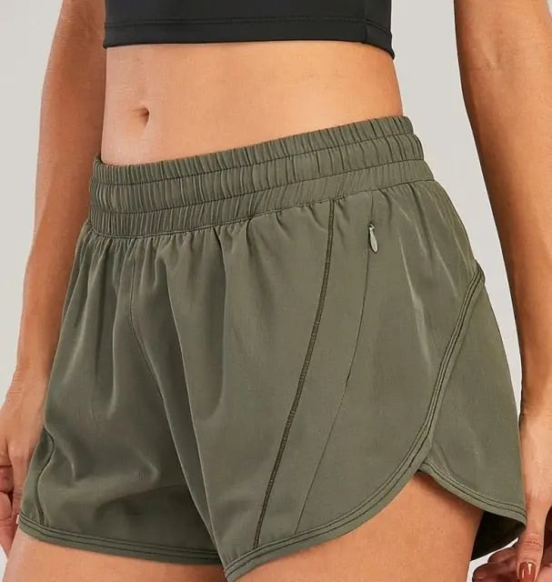 NWT 2021 Women Shorts Loose Side Zipper Pocket Shorts Gym Workout Running Shorts Drawcord Outdoor Short voguable