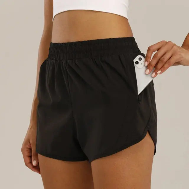 NWT 2021 Women Shorts Loose Side Zipper Pocket Shorts Gym Workout Running Shorts Drawcord Outdoor Short voguable