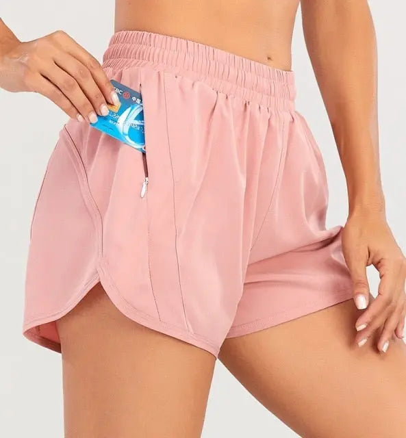 NWT 2021 Women Shorts Loose Side Zipper Pocket Shorts Gym Workout Running Shorts Drawcord Outdoor Short voguable