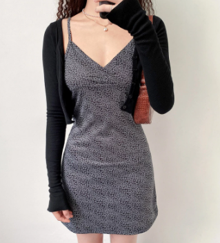 Voguable Women's dress summer print V-neck tight-fitting suspender skirt traf Women's sweaters sexy fashion small floral y2k woman dress voguable