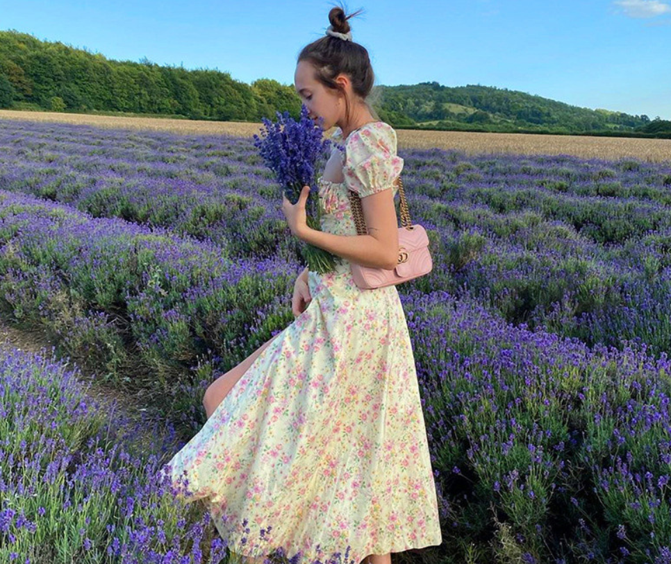 Voguable  Short Puff Sleeve Flroal Printed Ruched Party High Split  Women Summer Dress Long Maxi Dresses Drawstring Sexy Vestidos Sundress voguable