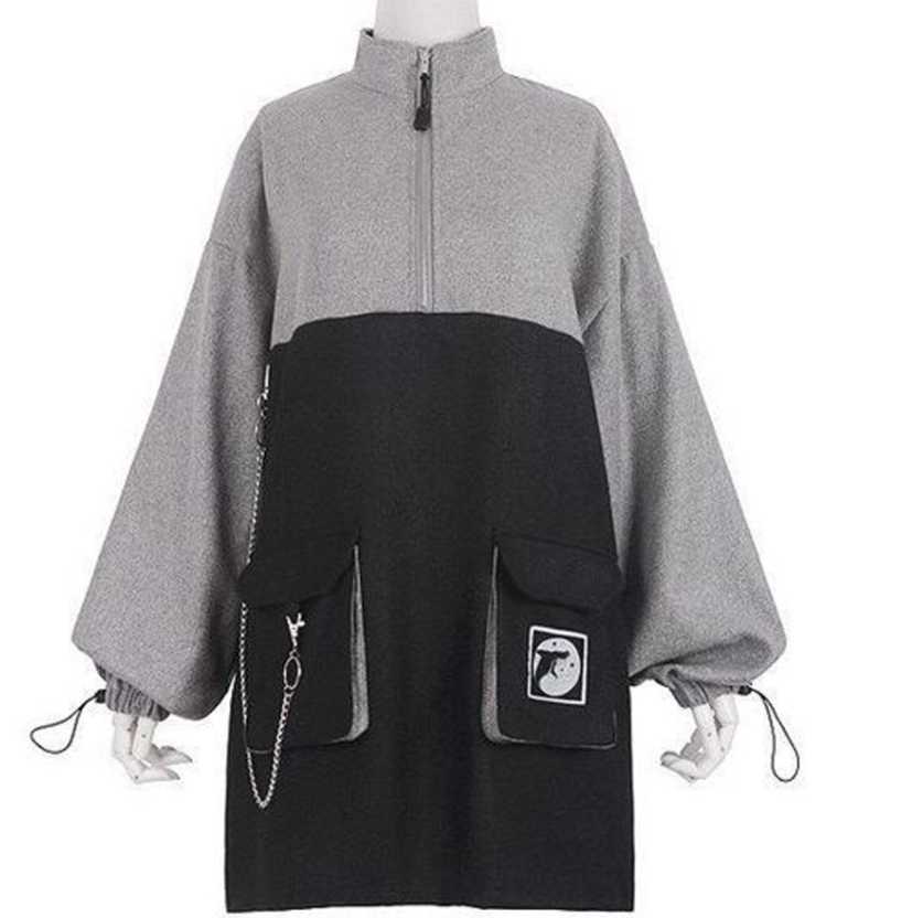 Voguable  Gothic Girl High Waist Punk Mini Dress Vintage Women Dress Long Sleeve Hat Collar Fashion 2021 Sexy Lolita Black Dress Plus Size voguable