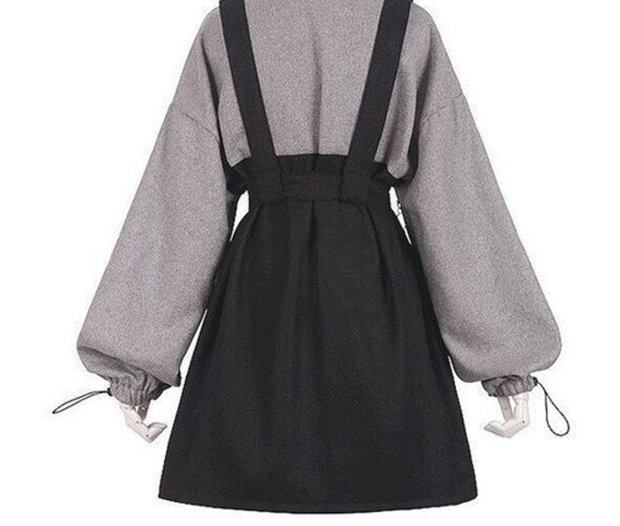 Voguable  Gothic Girl High Waist Punk Mini Dress Vintage Women Dress Long Sleeve Hat Collar Fashion 2021 Sexy Lolita Black Dress Plus Size voguable