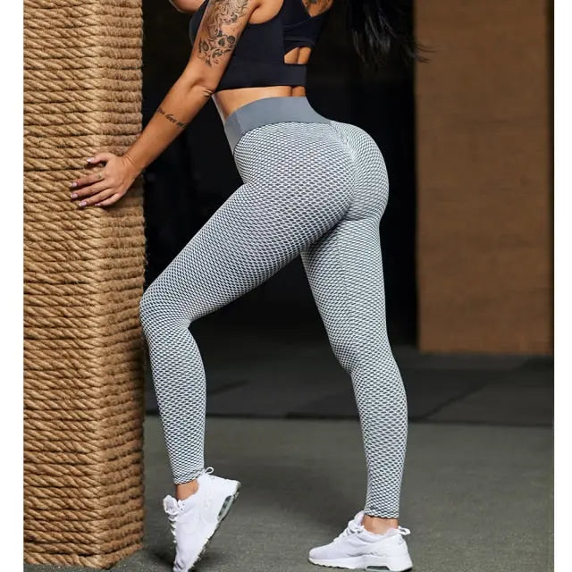 RXRXCOCO Fitness Yoga Pants Women's High Waist Seamless Leggings Push Up Pants Elastic Hollow out Fitness Sport Leggings Women voguable