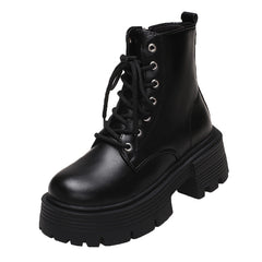 Zipper White Ankle Boots Round Toe Shoes Flat Heel Boots-Women  Low Rock Lolita Autumn Rubber Med Ladies Retro PU Fabric Ba voguable