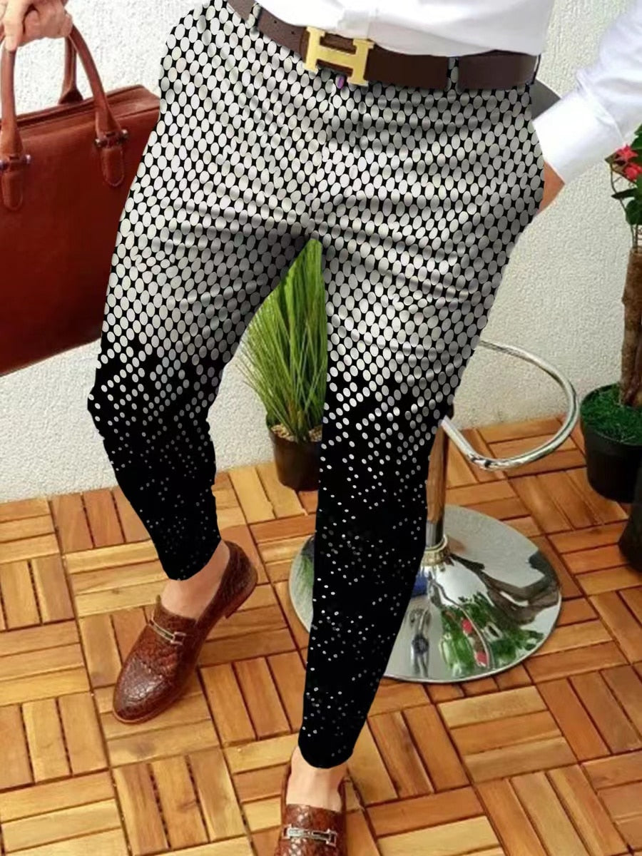 Voguable 2022 New Smart Casual Fashion Men's Pants polka dot pattern Pants Thin Mid Waist Jogger Casual Trousers Suit Pants voguable