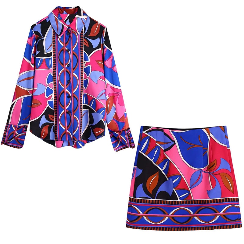 Voguable 2022 Print Button Up Shirt Women Vintage Long Sleeve Top Female Streetwear Collared Shirt Woman Summer Elegant Blouses voguable
