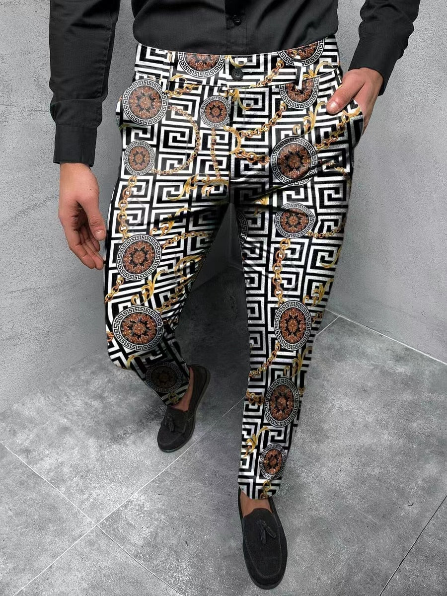 Voguable 2022 New Smart Casual Fashion Men's Pants polka dot pattern Pants Thin Mid Waist Jogger Casual Trousers Suit Pants voguable