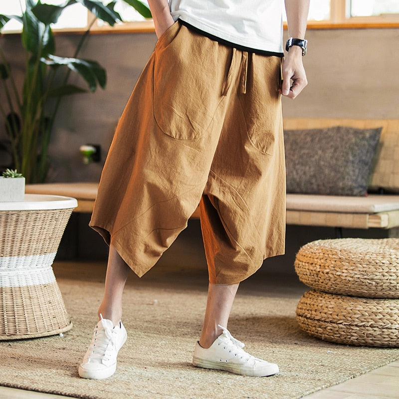 Men Harajuku Harem Pants Mens Summer Cotton Linen Joggers Pants Male Vintage Chinese Style Sweatpants Fashions voguable