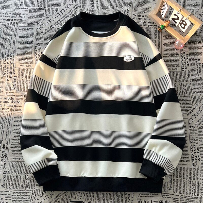 Women Sweatshirt Stripe Oversized Spring Casual  Female Round Neck Hoodies Korean Style Fashion Unisex 5XL Pullovers voguable