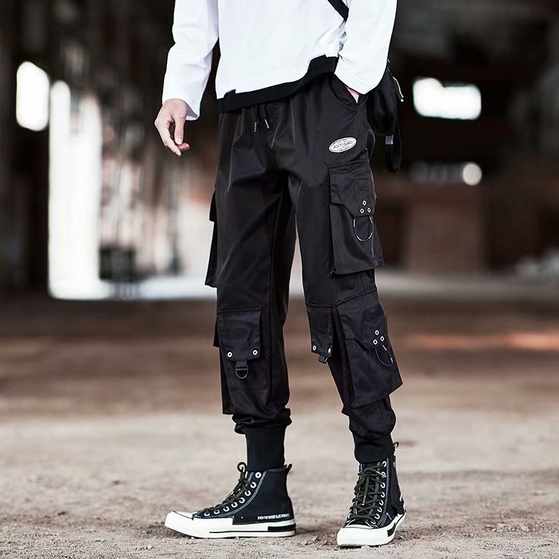 Voguable  Stylish Cargo Pants Men Ribbons Multi Pocket Jogger Male Clothing Oversize Gradient Harem Hip Hop Streetwear Sport Sweatpants voguable