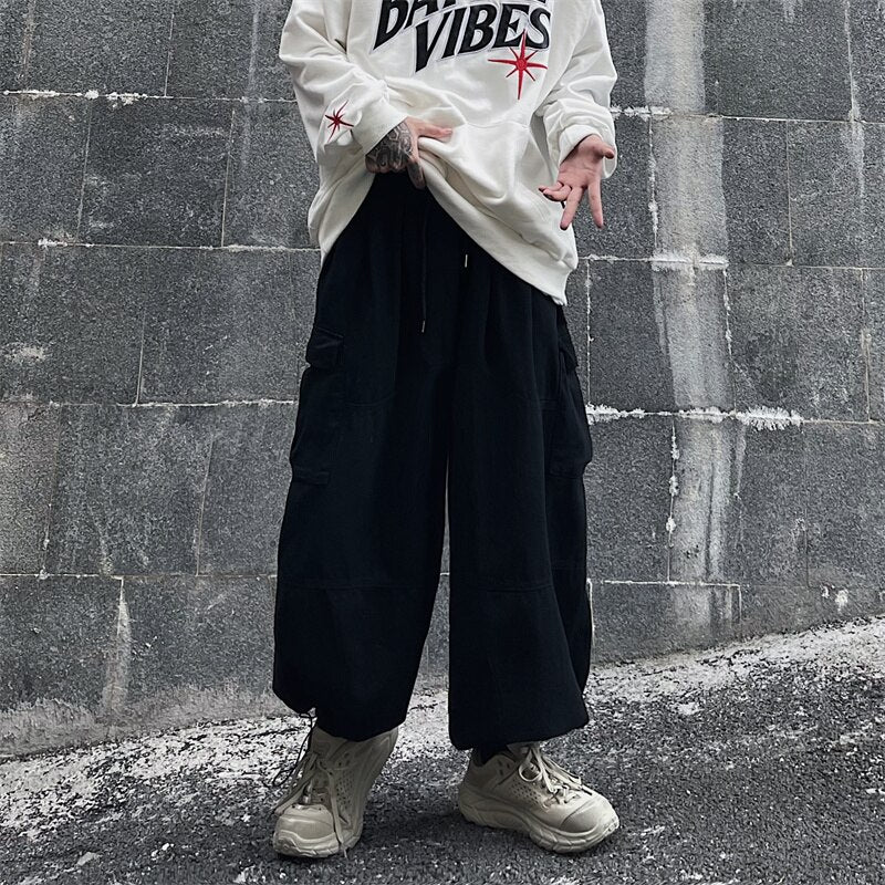 Pants Men All-match Casual Big Pockets Baggy Autumn Simply Streetwear Trouser Male Штаны Students Japanese Handsome Cool Couple voguable