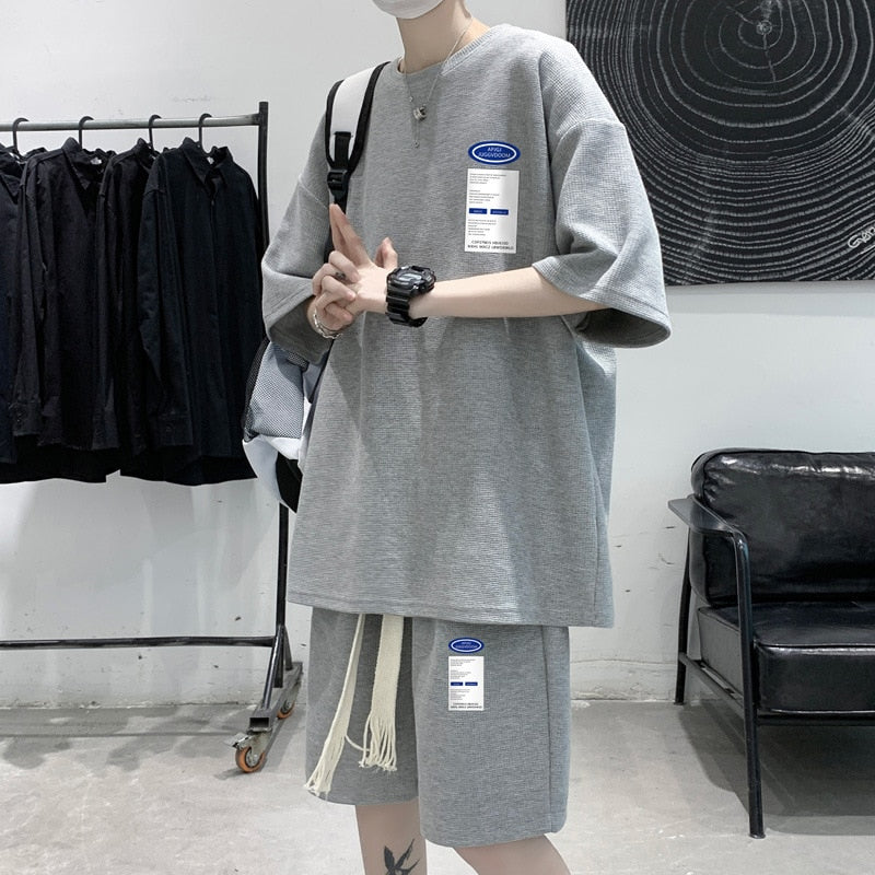 Sets Men Casual Joggers Summer Loose Trendy Handsome Shorts T-shirts 2 Pcs Outfits All-match Clothing BF New Arrival Streetwear voguable