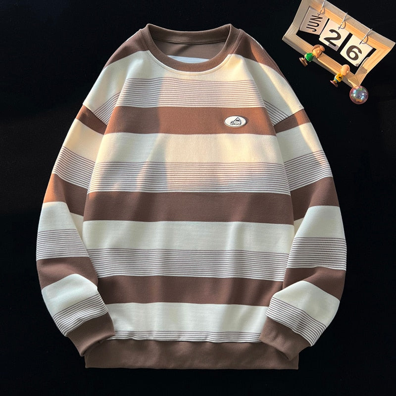 Women Sweatshirt Stripe Oversized Spring Casual  Female Round Neck Hoodies Korean Style Fashion Unisex 5XL Pullovers voguable