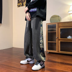 Patchwork Washed Jeans Men's Drawstring Baggy Fashion Brand Denim Pants Hip Hop Streetwear Harajuku Male Trousers voguable