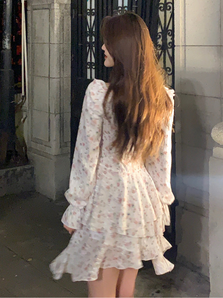 Voguable  2022 Summer Floral Short Party Dress Women Beach V-Neck Y2k Mini Dress Vintage Female Fairy Elegant One Piece Dress Korean Chic voguable