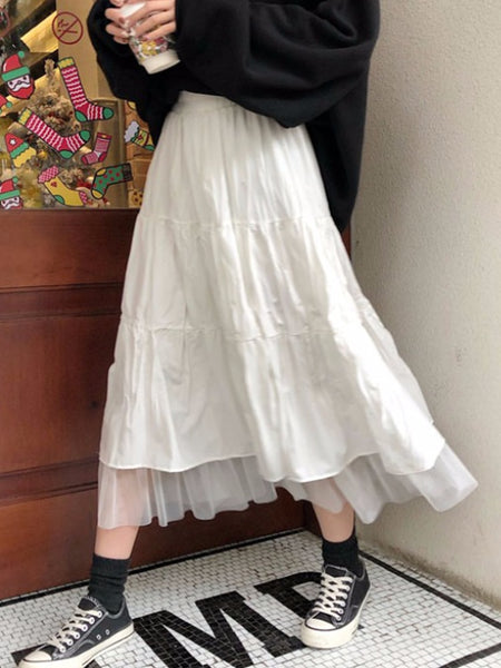 Boho Long Skirt for Women Skirts Harajuku Korean Style White Black Max ...