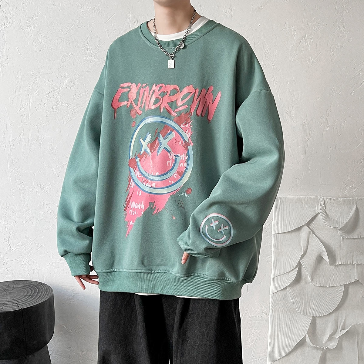 Oversized New Men's Sweatshirts Fashion Cartoon Graphic Casual O Neck Hoodies Korean Male Streetwear Pullover Clothing voguable