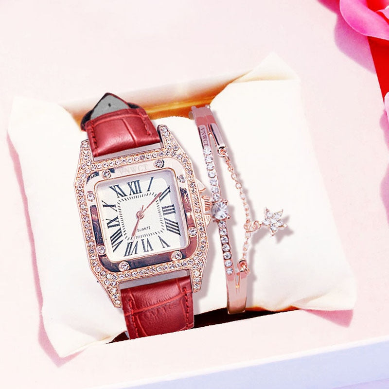 Voguable   2022 Women Watches Bracelet set Starry Sky Ladies Bracelet Watch Casual Leather Quartz Wristwatch Clock Relogio Feminino voguable