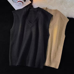 Sweater Vest Men Knitting V-neck Sleeveless Loose Casual Spring New Arrival Trendy Simple All-match Ins Clothing Basic Harajuku voguable