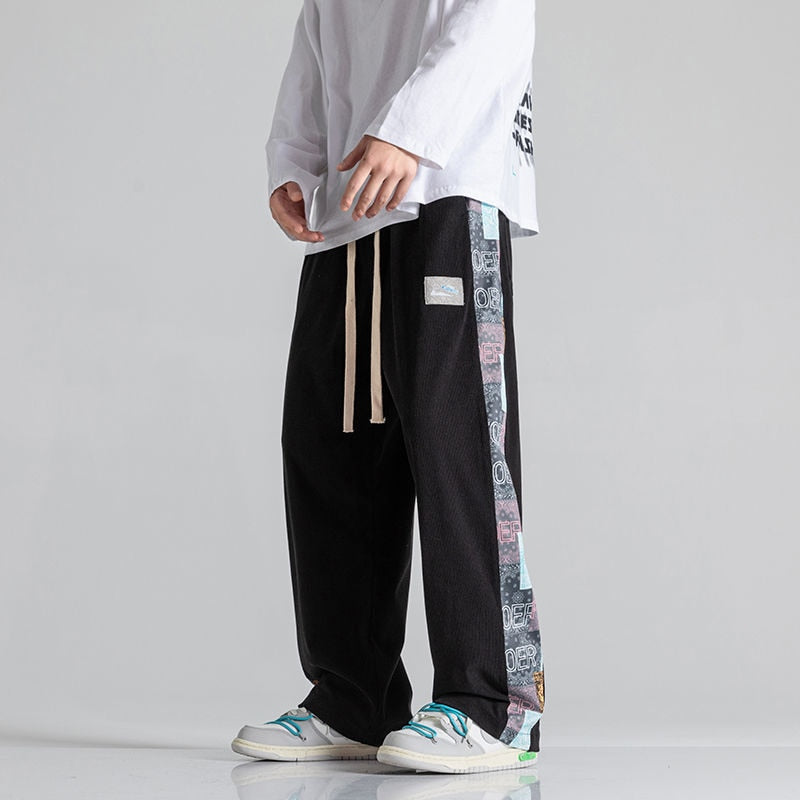 MRGB Men's Trend Oversized Straight Pants Spring Fashion Pattern Print Casual Man Wide Leg Pants Streetwear Men Trousers voguable
