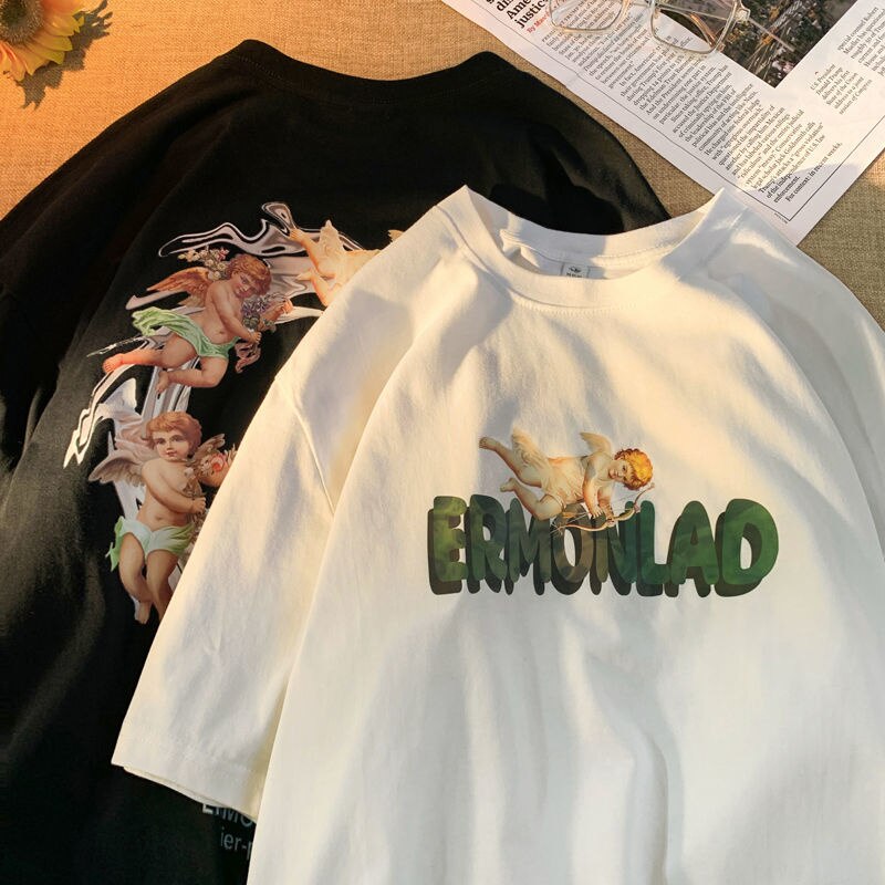Cute Angel Baby Graphic Women's Tshirt Summer Harajuku Short Sleeve T-shirt Casual Oversize T Shirt Women Clothing voguable
