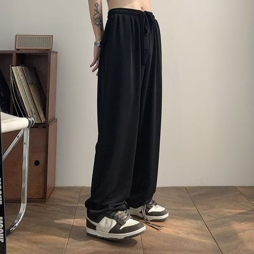 Men Casual Pants Retro Japanese Simply All-match Trouser Handsome Korean Streetwear Fashion Drawstring Teens Students Pantalones voguable