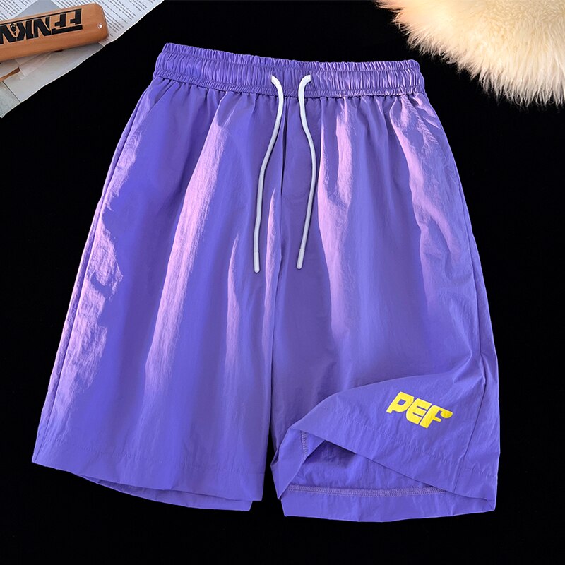 Y2k Thin Shorts Men's Letter Printed Knee Length Shorts Japanese Summer Man Casual Baggy Short Pants Breeches voguable