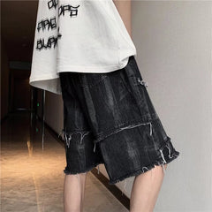 Shorts Men Tie Dye Denim Summer American Loose Handsome Design Casual Knee-length Streetwear Harajuku Trendy Leisure Sweatshorts voguable