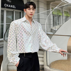 Embroidered Piece Men Shirt Personality New Autumn Single Breasted Turn-down Collar Long Sleeve Male Tops 9A5052 voguable