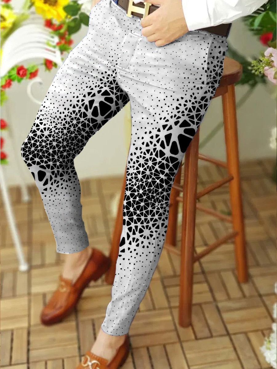 Voguable 2022 New Smart Casual Fashion Men's Pants polka dot pattern Pants Thin Mid Waist Jogger Casual Trousers Suit Pants voguable