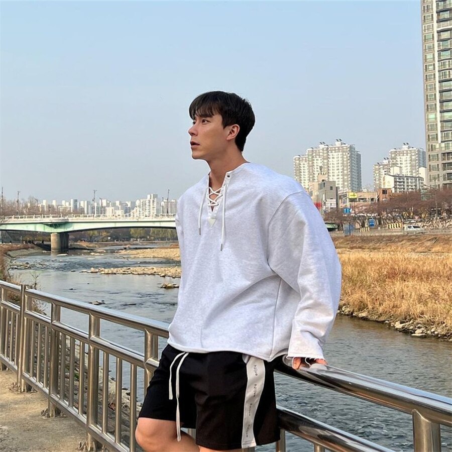 New Long Sleeve t shirt for Men Autumn Fashion Cotton Solid Color t-shirts Cozy Streetwear Men's t-shirt 3XL Baggy Korean Trendy voguable