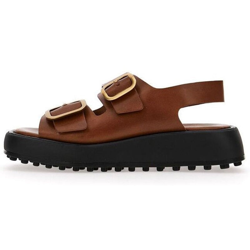 Voguable  2022 INS New Women Real Leather Sandals Woman Buckle Shoes Fashion Party Daily Female Footwear Size 34-40 voguable
