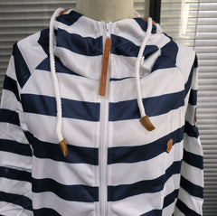Women Long Sleeve Hoodie Stripe Women Sweatshirt Clothes New Hoodies Pocket Zipper Hoodies Tops Female Spring Thick Outwear voguable