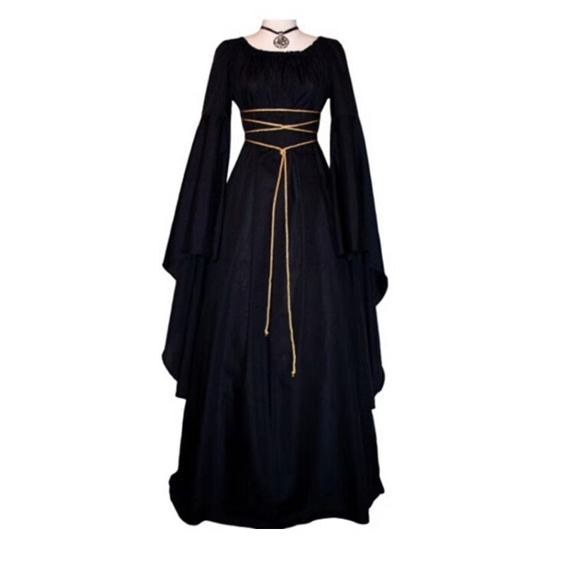2022 New Medieval Witch Dress for Women Halloween Carnival Party Cosplay Performance Clothing Middle Ages Vampire Bride Costumes voguable