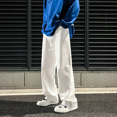 Voguable  Fashion Long Oversized Pants Men Streetwear Clothing Solid Cotton Straight Trousers Khaki White Green White Casual Pants Man voguable