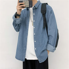 Shirts Men Retro Popular Japanese Fashion Streetwear Cargo All-match Long Sleeve Handsome Ulzzang Teens Students Simply Casual voguable