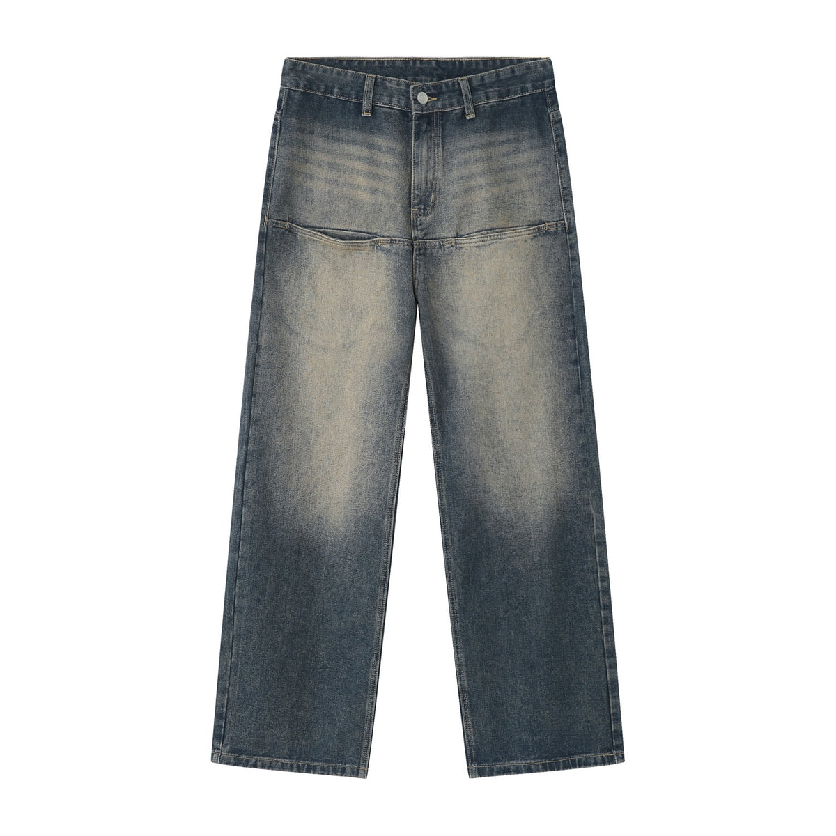 Men's Wear New Spring Vintage Male Washed Jeans High Waist Front Pocket Loose Straight Wide Leg Pants Fashion 9A7457 voguable
