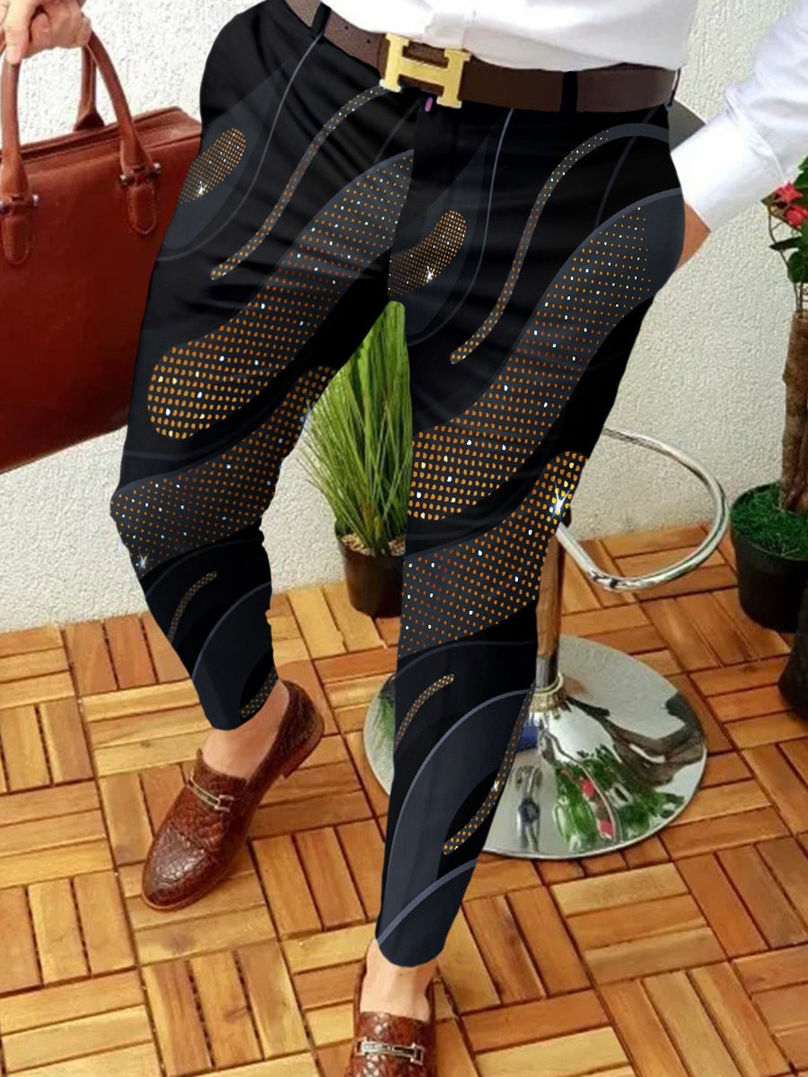 Voguable 2022 New Smart Casual Fashion Men's Pants polka dot pattern Pants Thin Mid Waist Jogger Casual Trousers Suit Pants voguable
