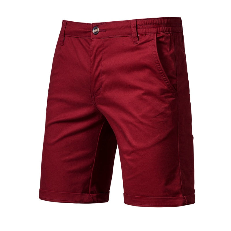 Voguable 2022 New Summer 100% Cotton Solid Shorts Men High Quality Casual Business Social Elastic Waist Men Shorts 10 Colors Beach Shorts voguable